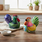 Set of 2 Chicken Salt and Pepper Shakers | Mexican Hand-Painted Guerrero Pottery