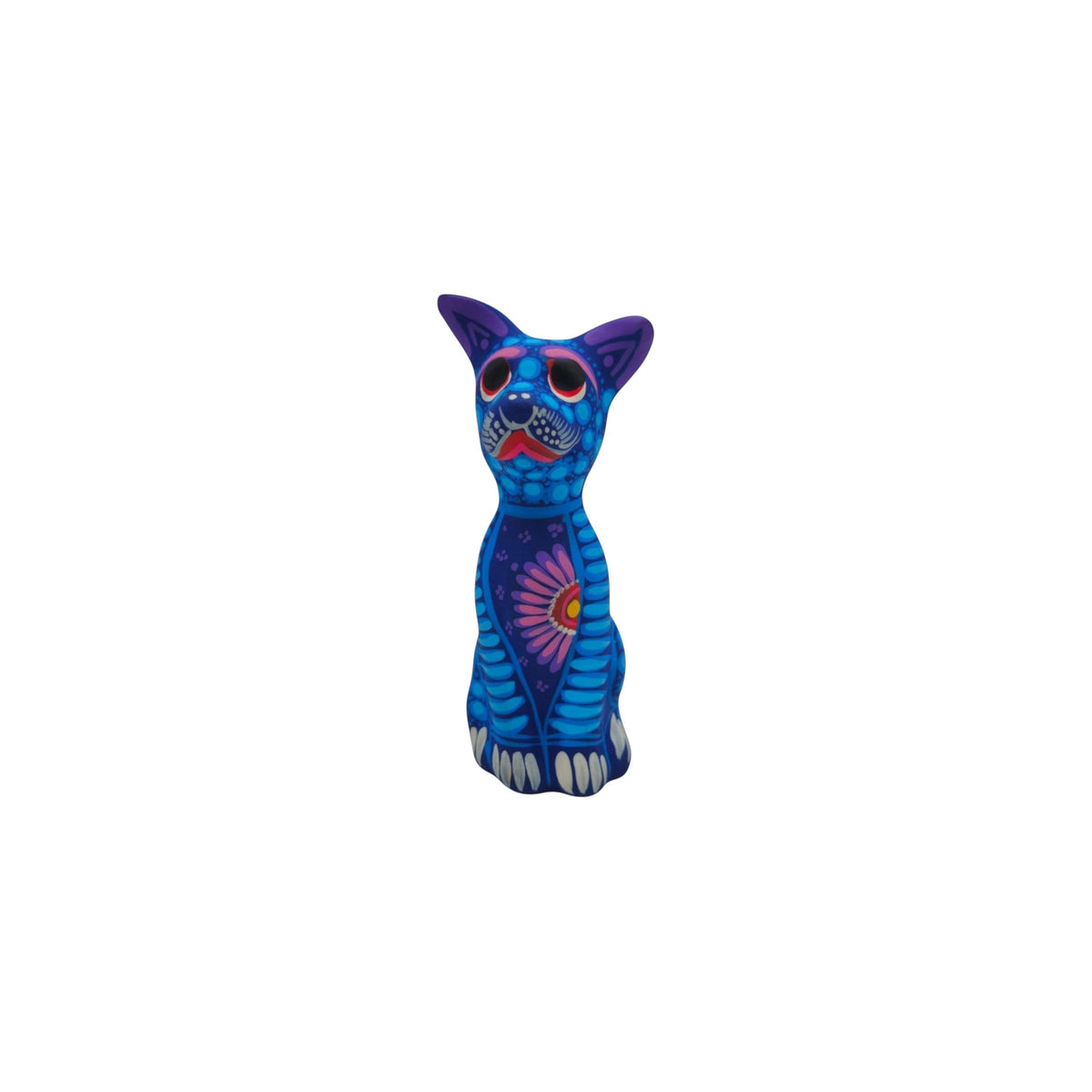 Alebrije Sitting Dog Statue | Hand-Painted Decorative Art