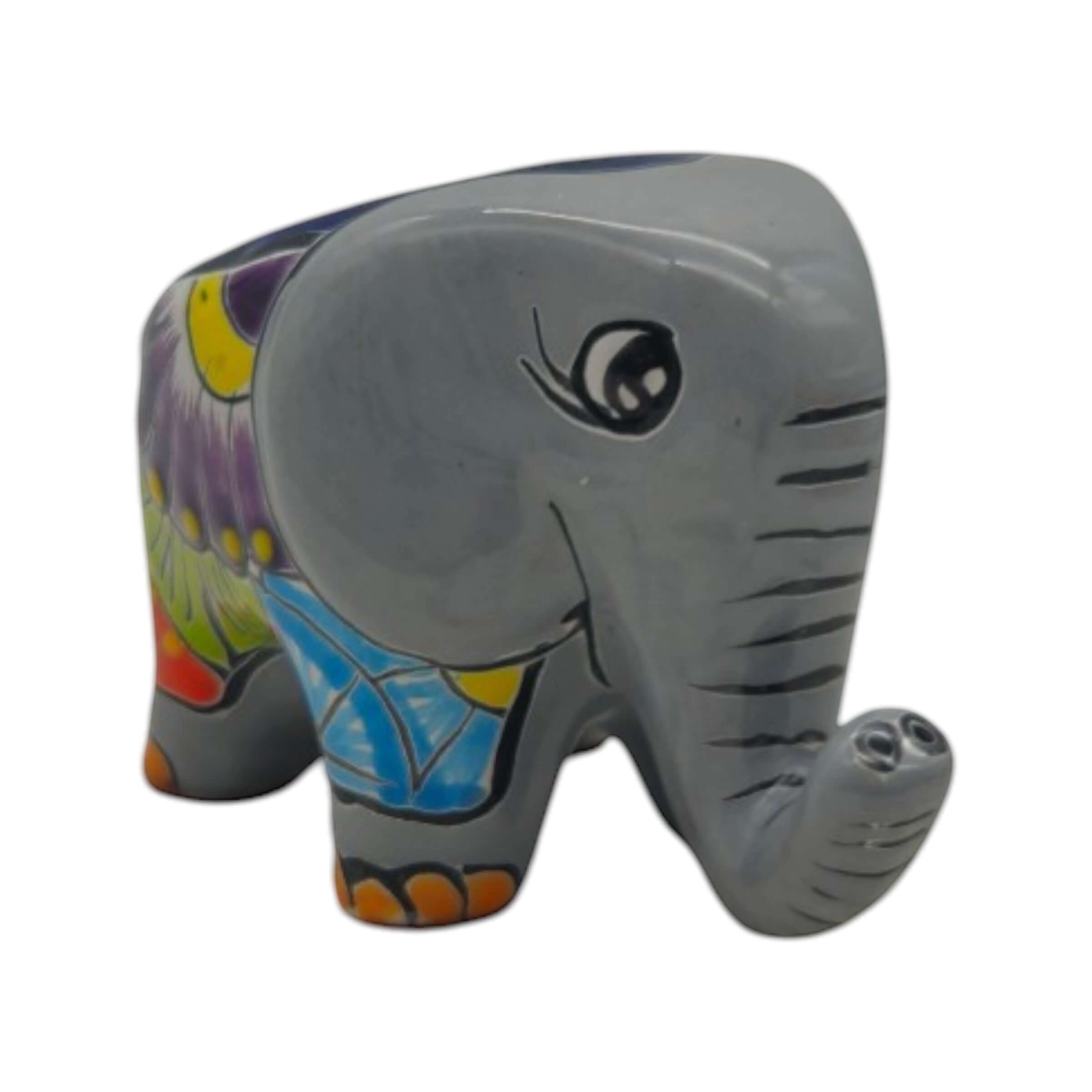 Talavera Elephant Planter | Colorful Hand-Painted Ceramic Animal Pot
