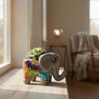 Talavera Elephant Planter | Colorful Hand-Painted Ceramic Animal Pot