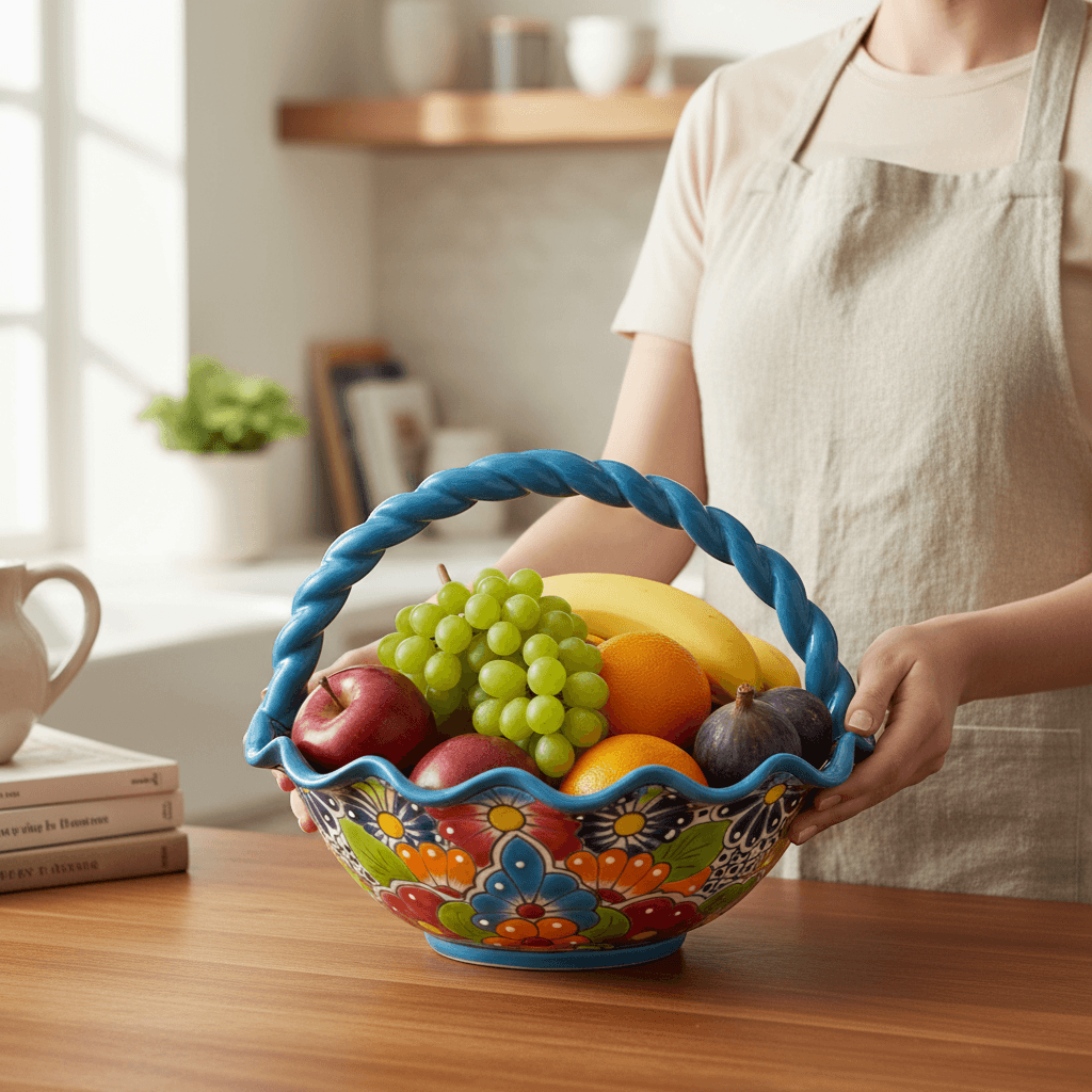 Talavera Fruit Basket | Colorful Hand-Painted Centerpiece