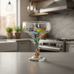 Hand-Blown Mexican Margarita Glass | Confetti Speckle Style