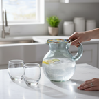 Mexican Hand Blown Glass Pitcher | Confetti Rim
