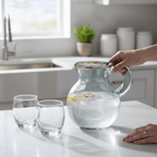 Mexican Hand Blown Glass Pitcher | Confetti Rim