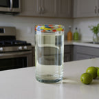 Hand Blown Colorful Tumbler Glass | Confetti Rim
