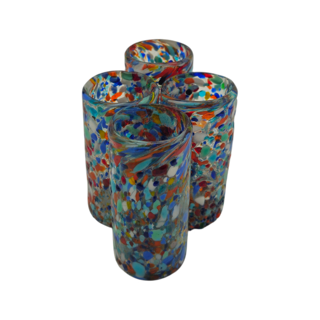 Hand Blown Double Shot Glass | Mexican Confetti Glassware