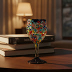 Hand Blown Mexican Wine Glasses | Blue Rim Confetti Design