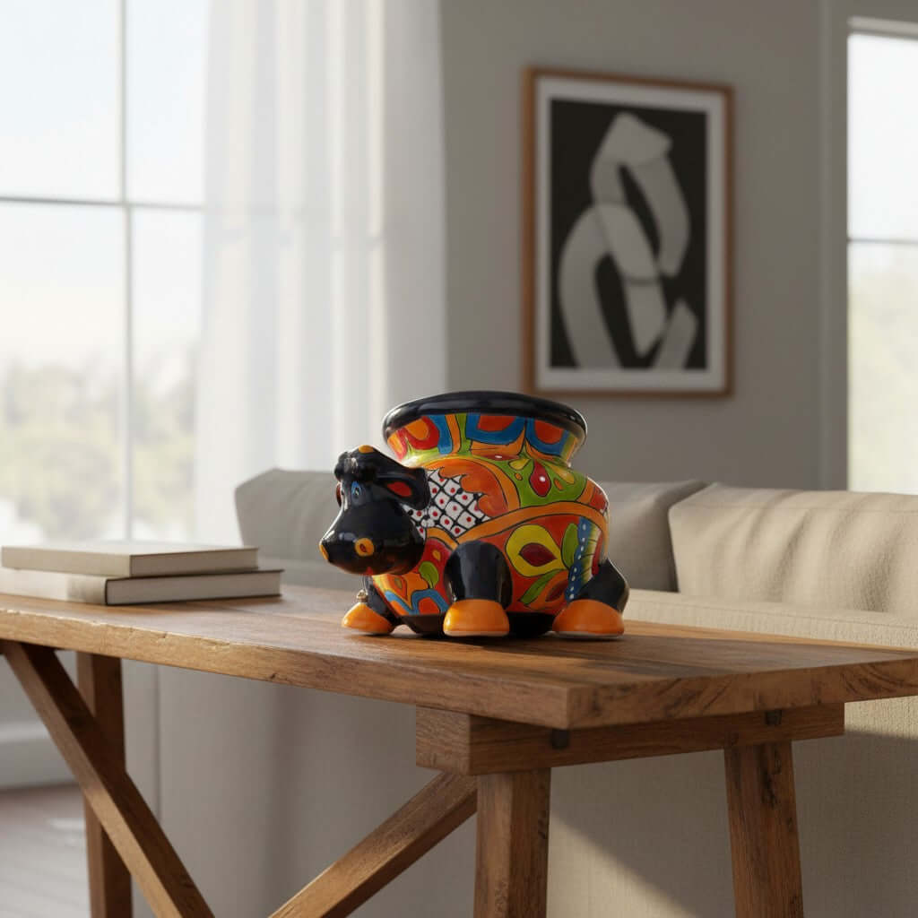 Talavera Cow Planter | Handcrafted Mexican Pottery for Home & Garden