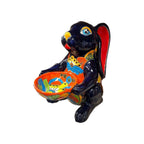 Vibrant Handcrafted Talavera Bunny Statue | Mexican Folk Art Feeder