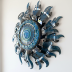 Giant Sun Wall Art with Light Fixture | Handmade Mexican Metalwork