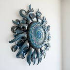 Giant Sun Wall Art with Light Fixture | Handmade Mexican Metalwork