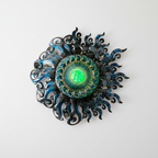 Giant Sun Wall Art with Light Fixture | Handmade Mexican Metalwork
