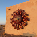 Giant Sun Wall Art with Light Fixture | Handmade Mexican Metalwork