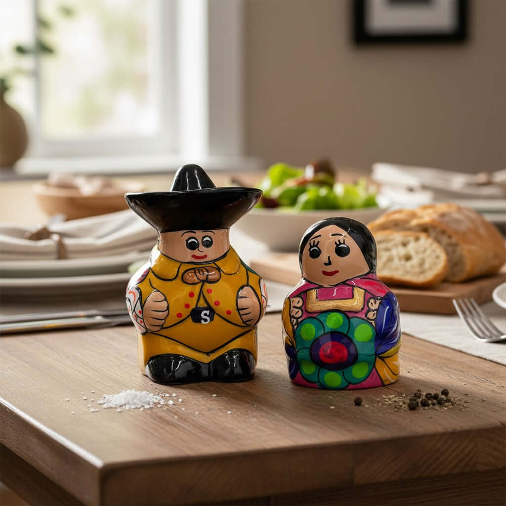 Set of 2 Guerrero Salt and Pepper Shakers | Hand-Painted Couple