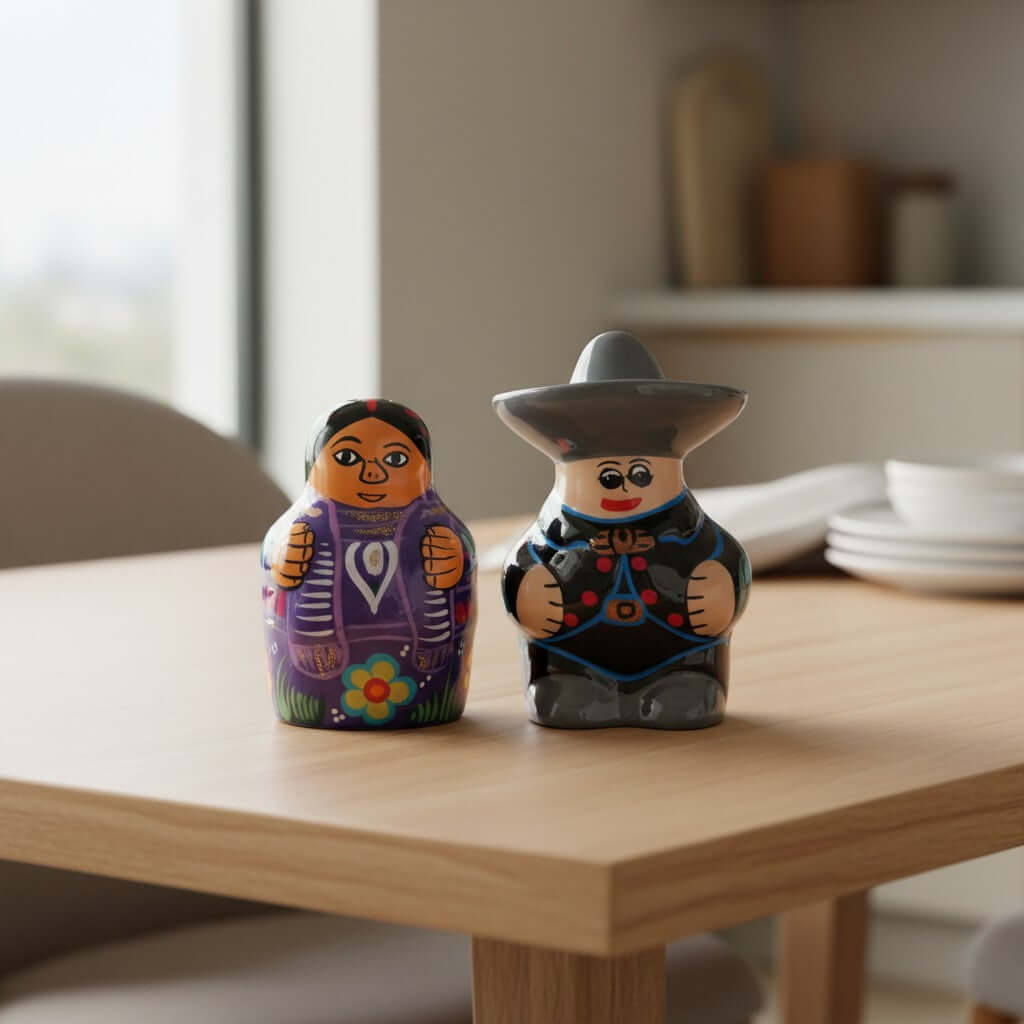 Set of 2 Guerrero Salt and Pepper Shakers | Hand-Painted Couple