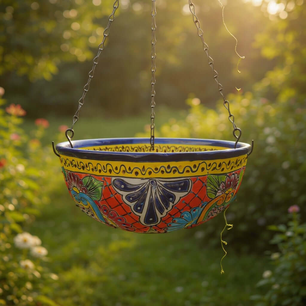 Talavera Hanging Planter | Colorful Hand-Painted Mexican Flower Pot