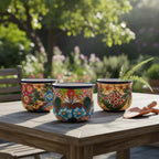 Set of 3 Talavera Flower Pots | Colorful Hand-Painted Mexican Planters