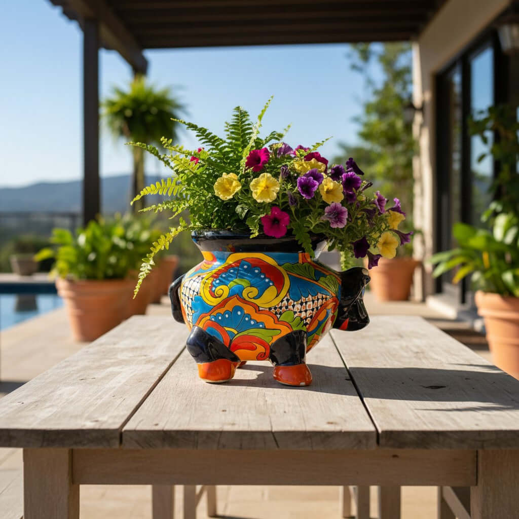 Talavera Cow Planter | Handcrafted Mexican Pottery for Home & Garden
