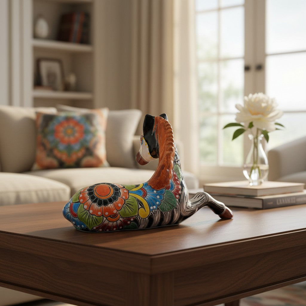 Day of the Dead Talavera Horse Planter | Hand-Painted Pottery