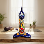 Colorful Hand Painted Talavera Frog Statue | Large Mexican Art Decor
