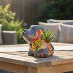 Vibrant Handmade Talavera Dog Statue | Colorful Mexican Canine Art (Medium)