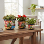 Set of 3 Talavera Flower Pots | Colorful Hand-Painted Mexican Planters