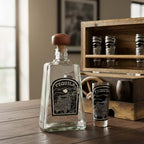 Mexican Shot Glass & Decanter Set | Rustic Wood Chest