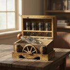 Mexican Shot Glass & Decanter Set | Rustic Wood Chest