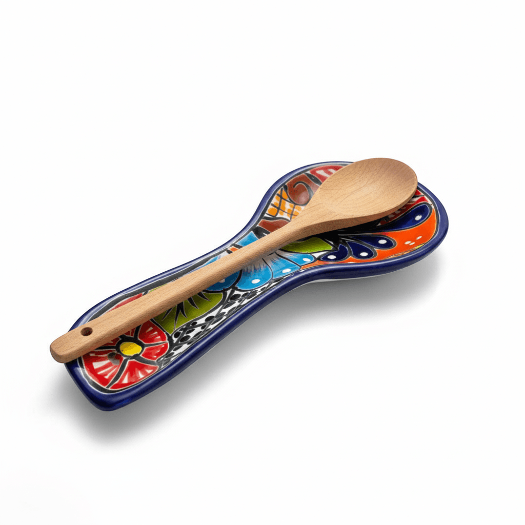 Colorful Mexican Talavera Utensil Rest | Handmade Spoon Rest