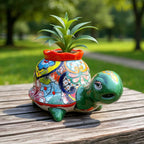 Vibrant Talavera Turtle Planter | Colorful Hand-Painted Mexican Pottery (Medium)