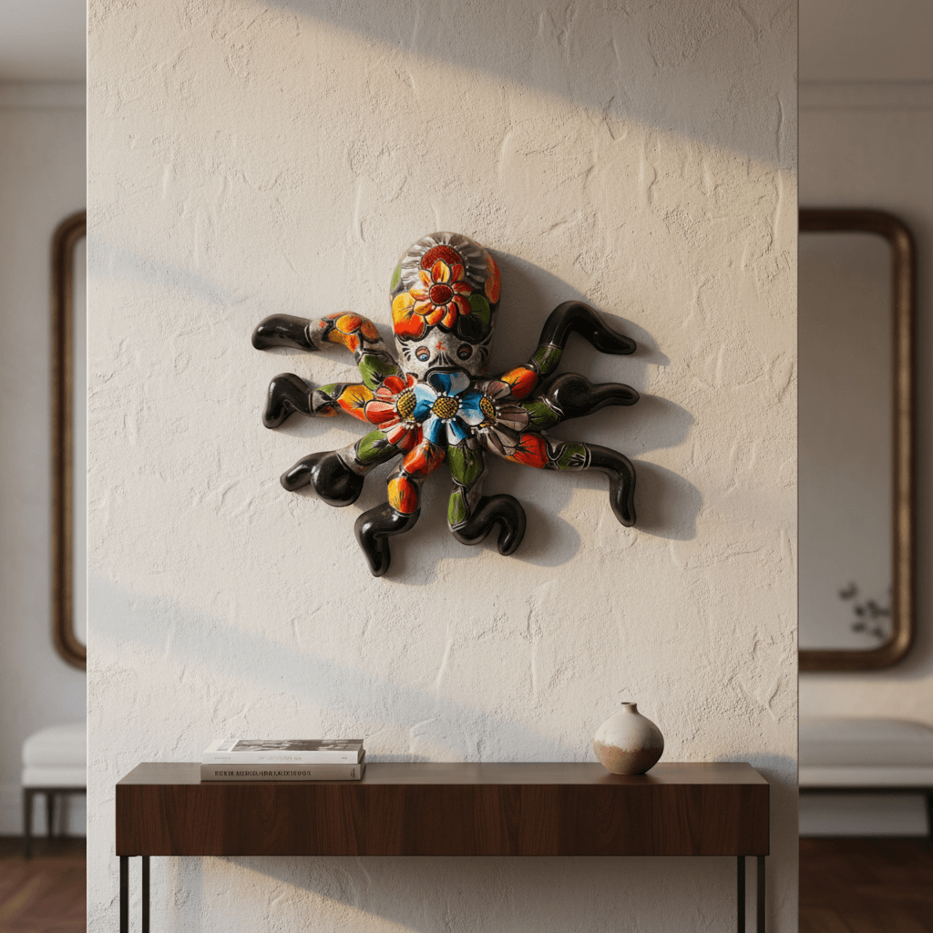 Mexican Handmade Octopus Wall Art | Hand Painted Talavera (Large)