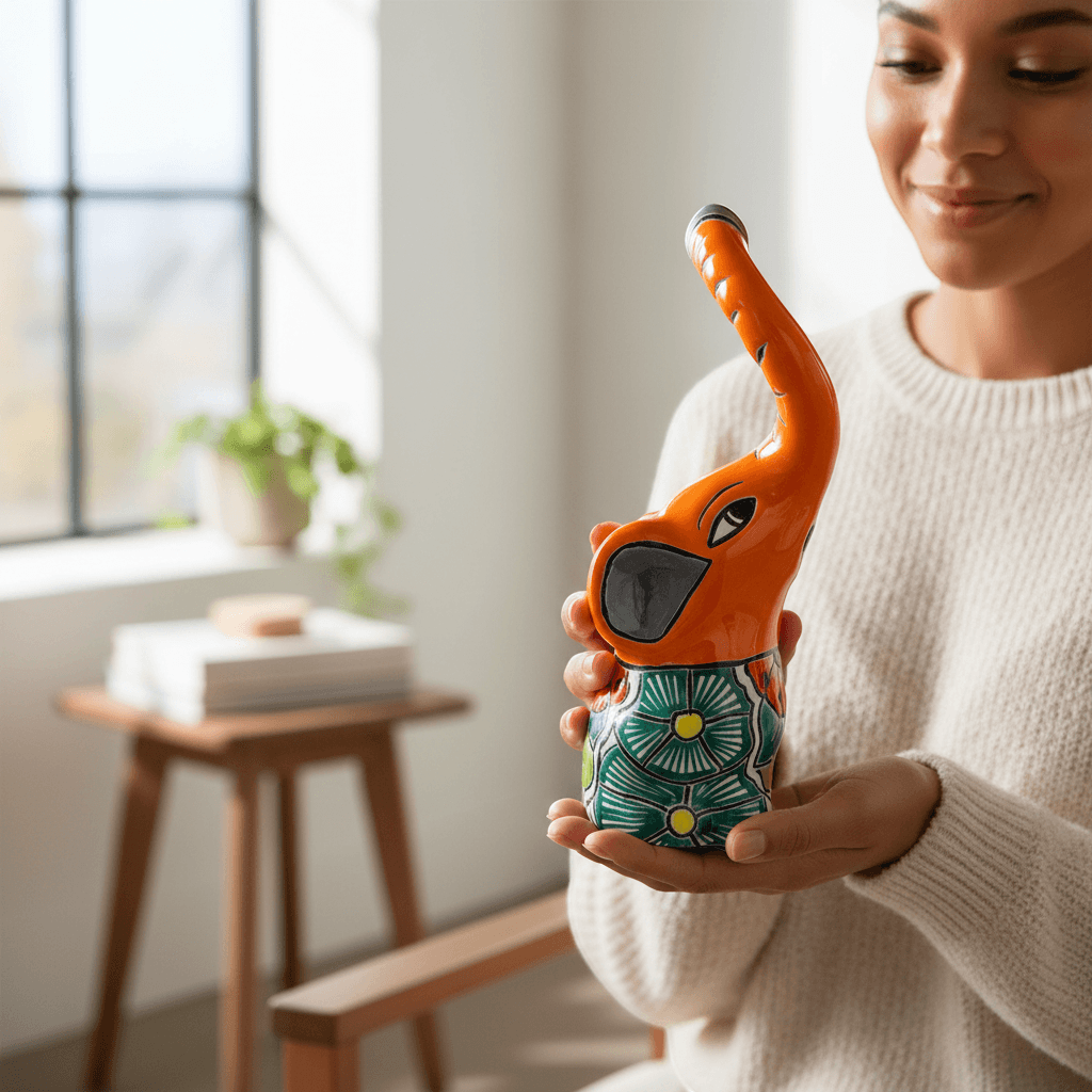 Talavera Elephant Statue | Colorful Hand-Painted Art