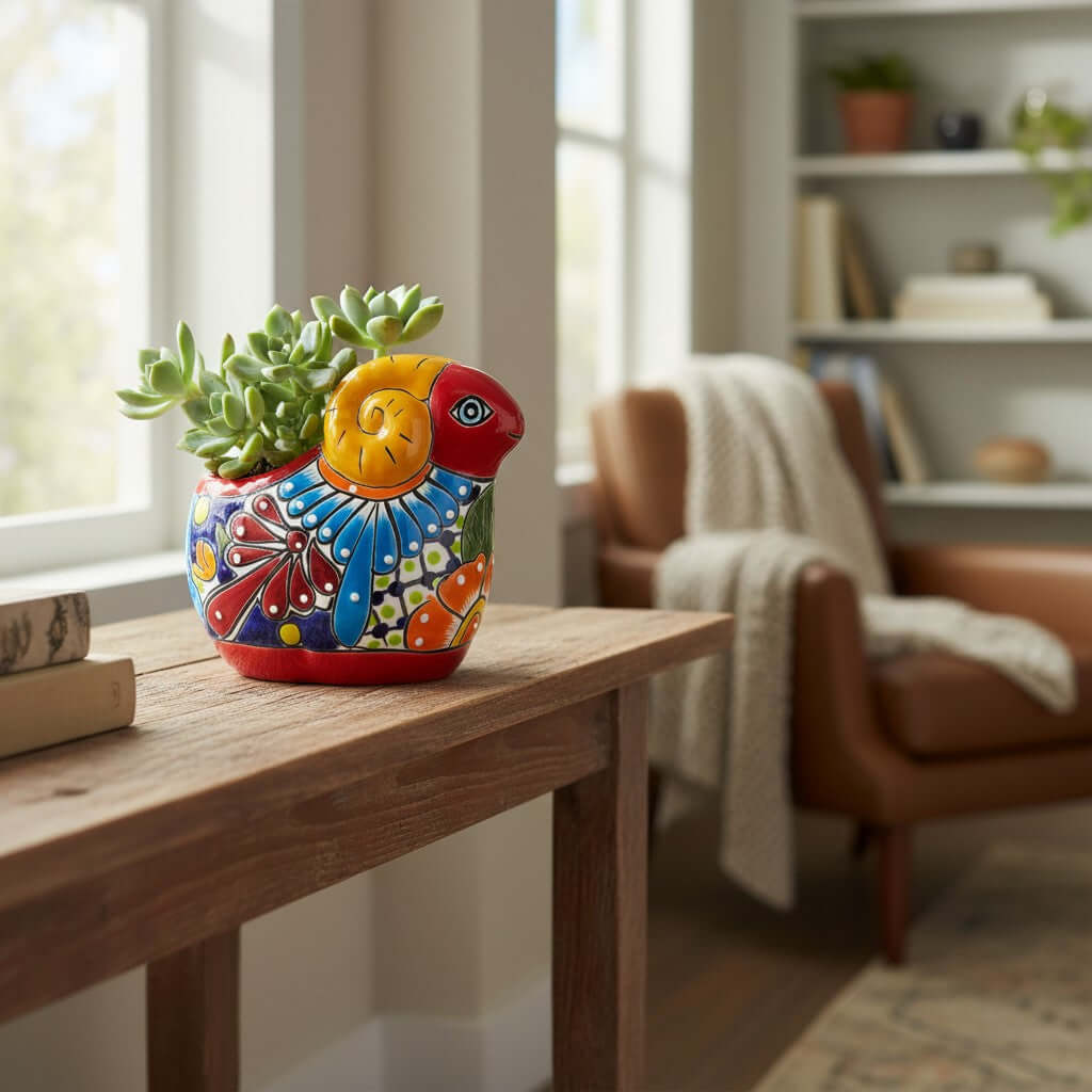 Talavera Ram Planter | Colorful Mexican Sheep Ceramic Pot
