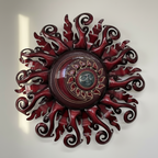 Giant Sun Wall Art with Light Fixture | Handmade Mexican Metalwork