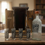 Handmade Shot Glass & Decanter Set | Mexican Rustic Wood Box