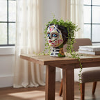 Talavera Skull Face Planter | Hand-Painted Day of the Dead Pottery