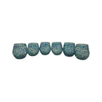 Hand-Blown Stemless Wine Glass | Blue Green Confetti Design