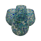 Hand-Blown Stemless Wine Glass | Blue Green Confetti Design