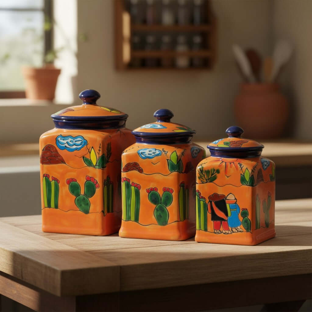 Talavera Canister Set | Colorful Handmade Panchito Pottery