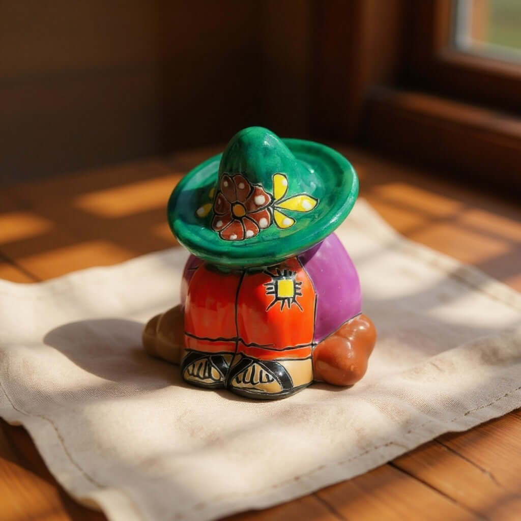 Handmade Talavera Panchito | Colorful Sleeping Man Figurine