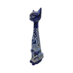 Tall Talavera Cat Statue | Handmade Blue & White Ceramic Figurine