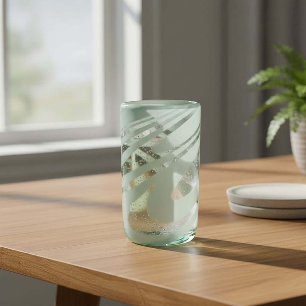 White Swirl Hand-Blown Mexican Glass | Artisan Drinkware
