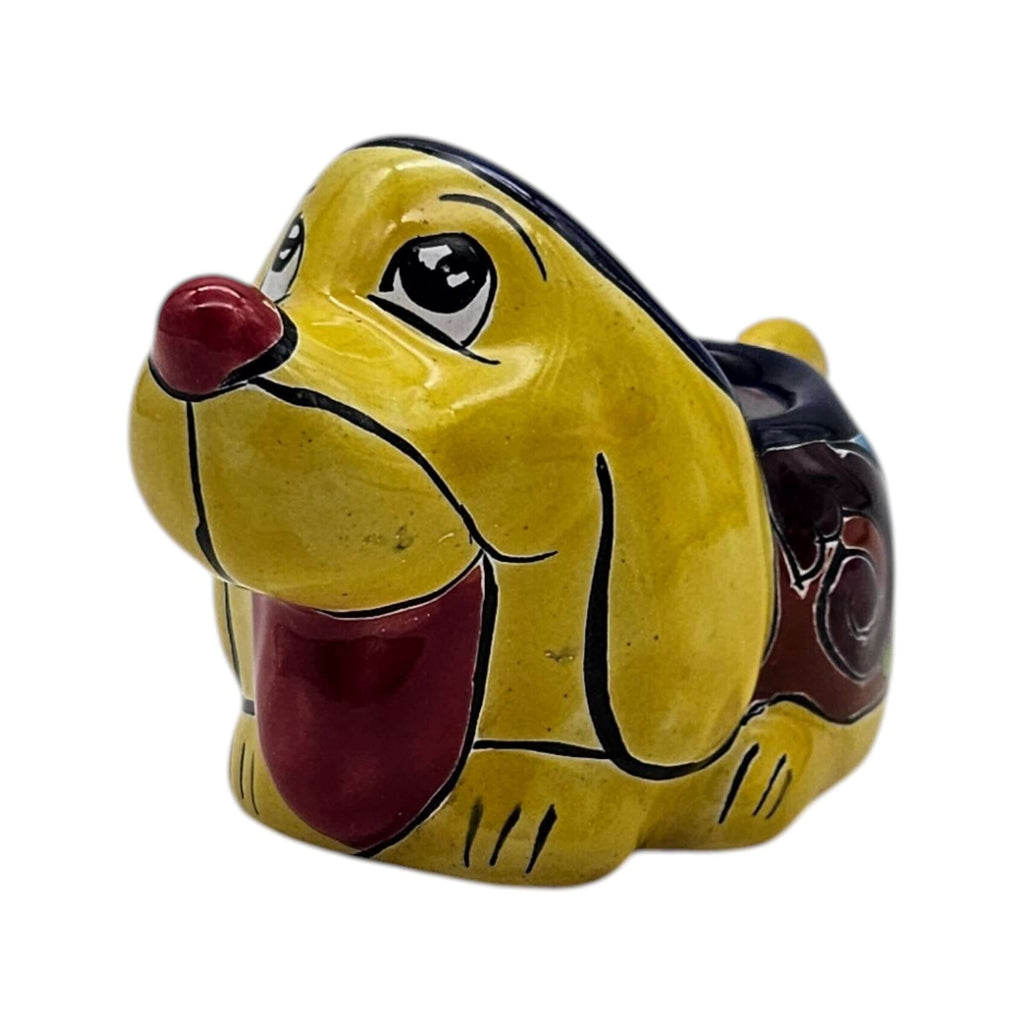 Vibrant Hand-Painted Talavera Dog Planter | Small Mexican Animal Pottery