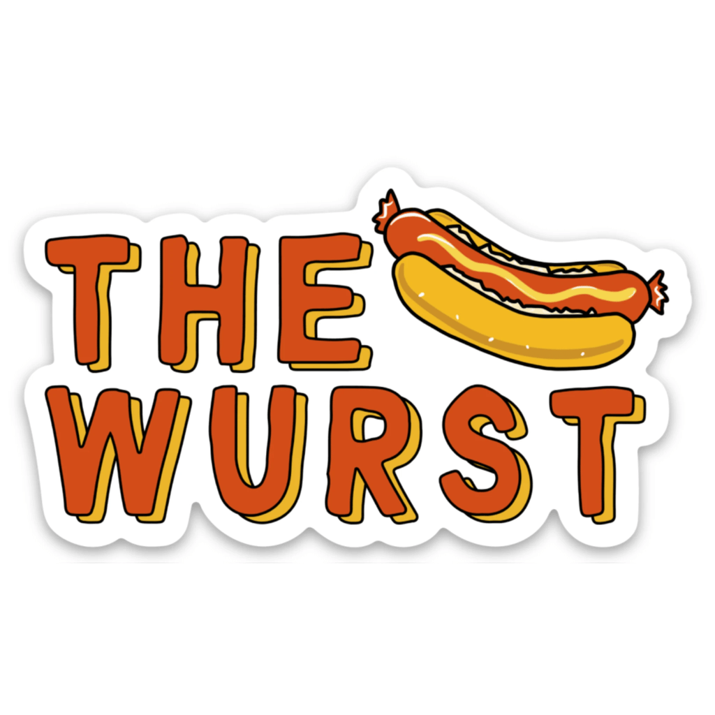 The Wurst Funny Hotdog Vinyl Sticker by Five Dot Post