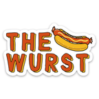 The Wurst Funny Hotdog Vinyl Sticker by Five Dot Post