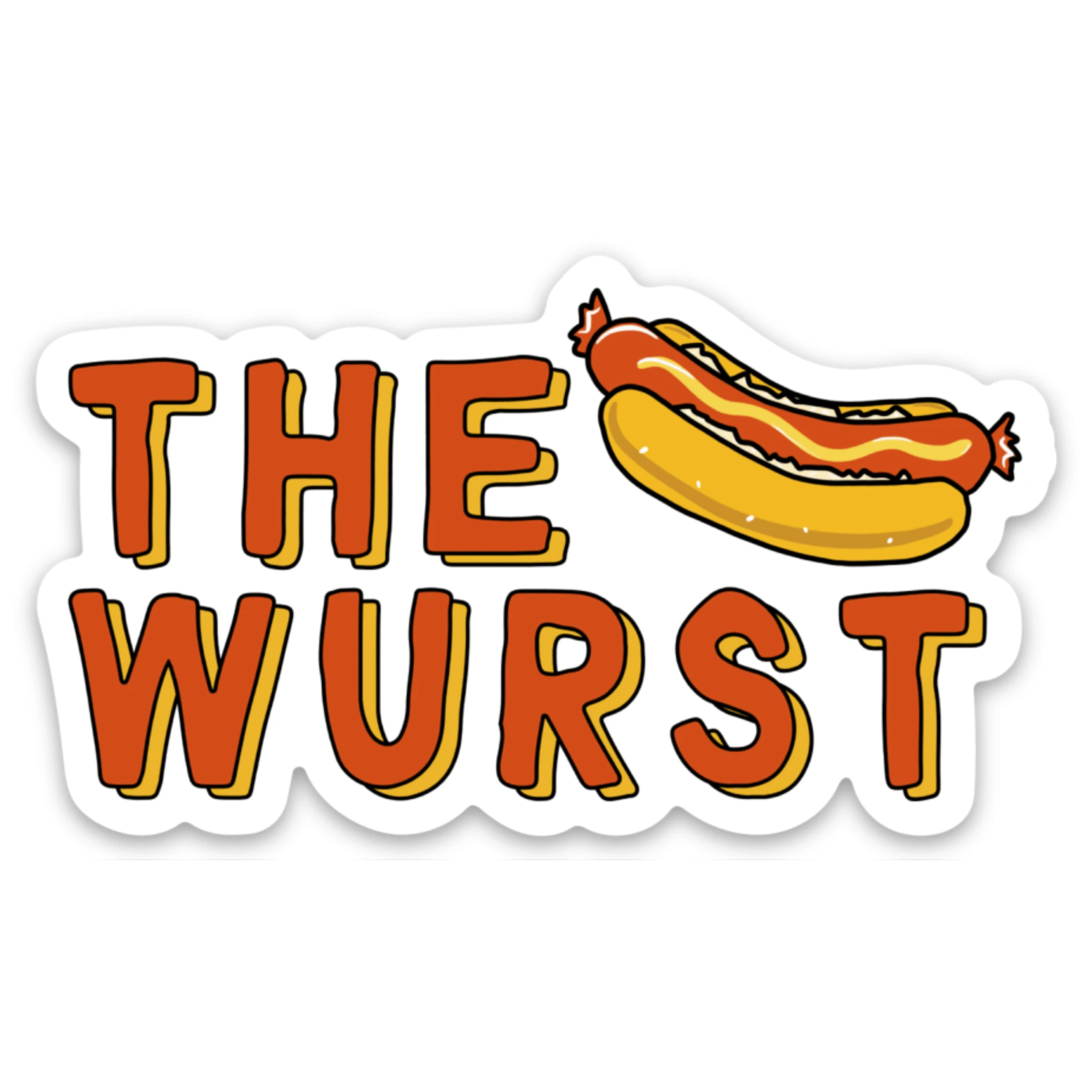 The Wurst Funny Hotdog Vinyl Sticker by Five Dot Post