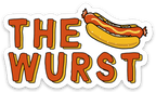 The Wurst Funny Hotdog Vinyl Sticker by Five Dot Post