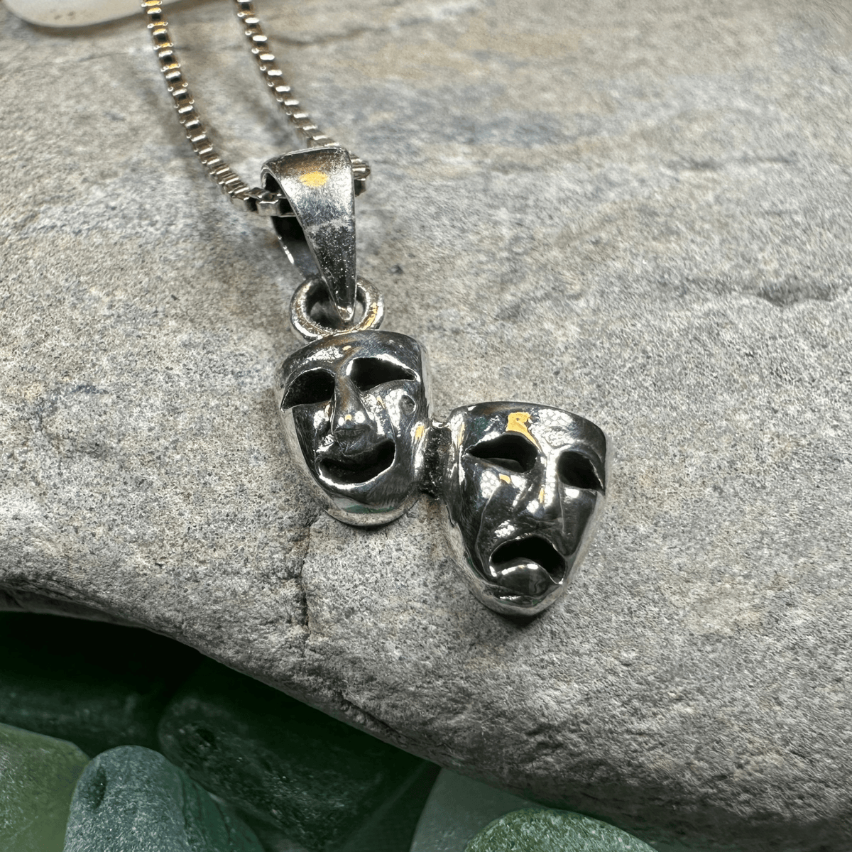 Theater Mask Necklace Pendant La Vie Bien Theater Mask Necklace