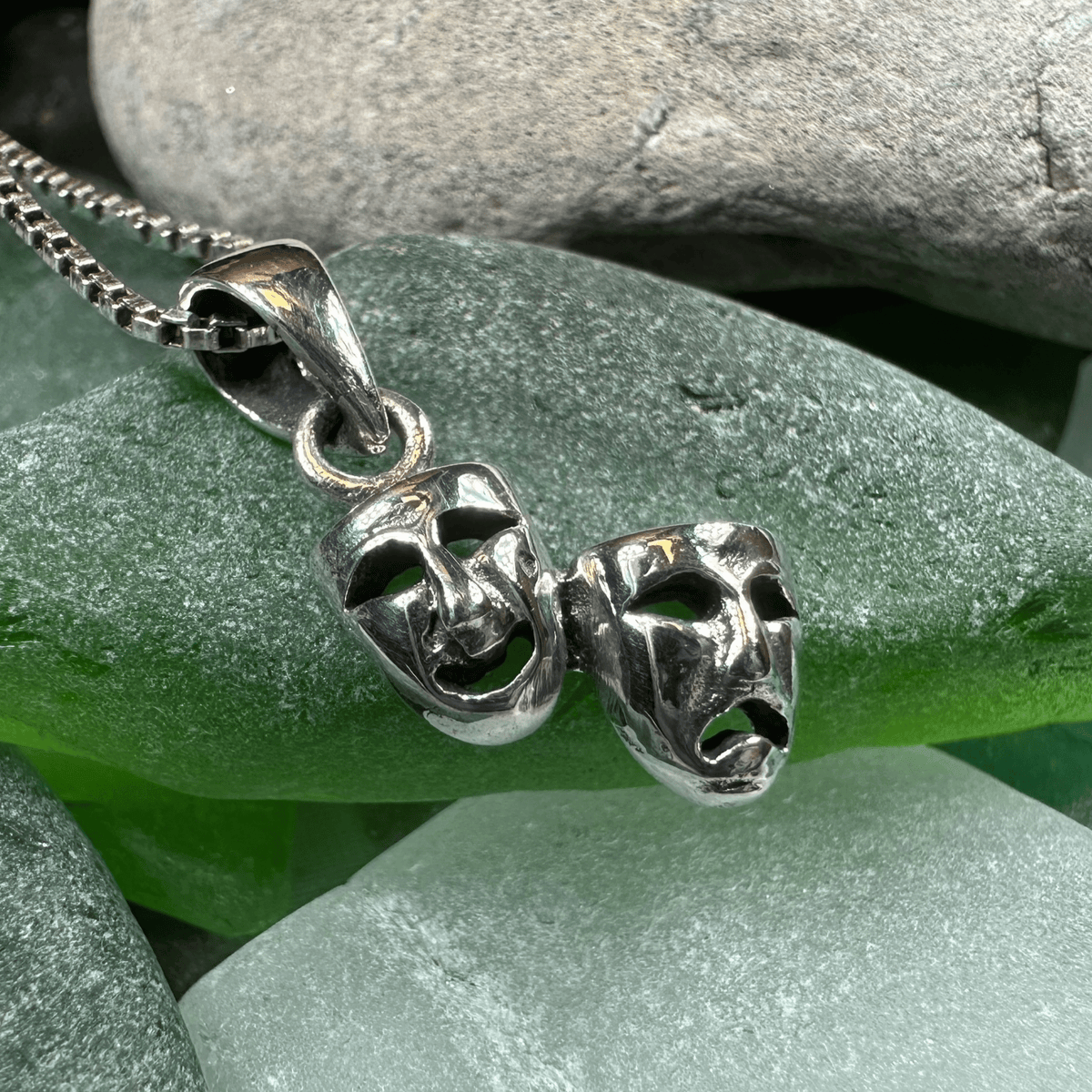 Theater Mask Necklace Pendant La Vie Bien Theater Mask Necklace