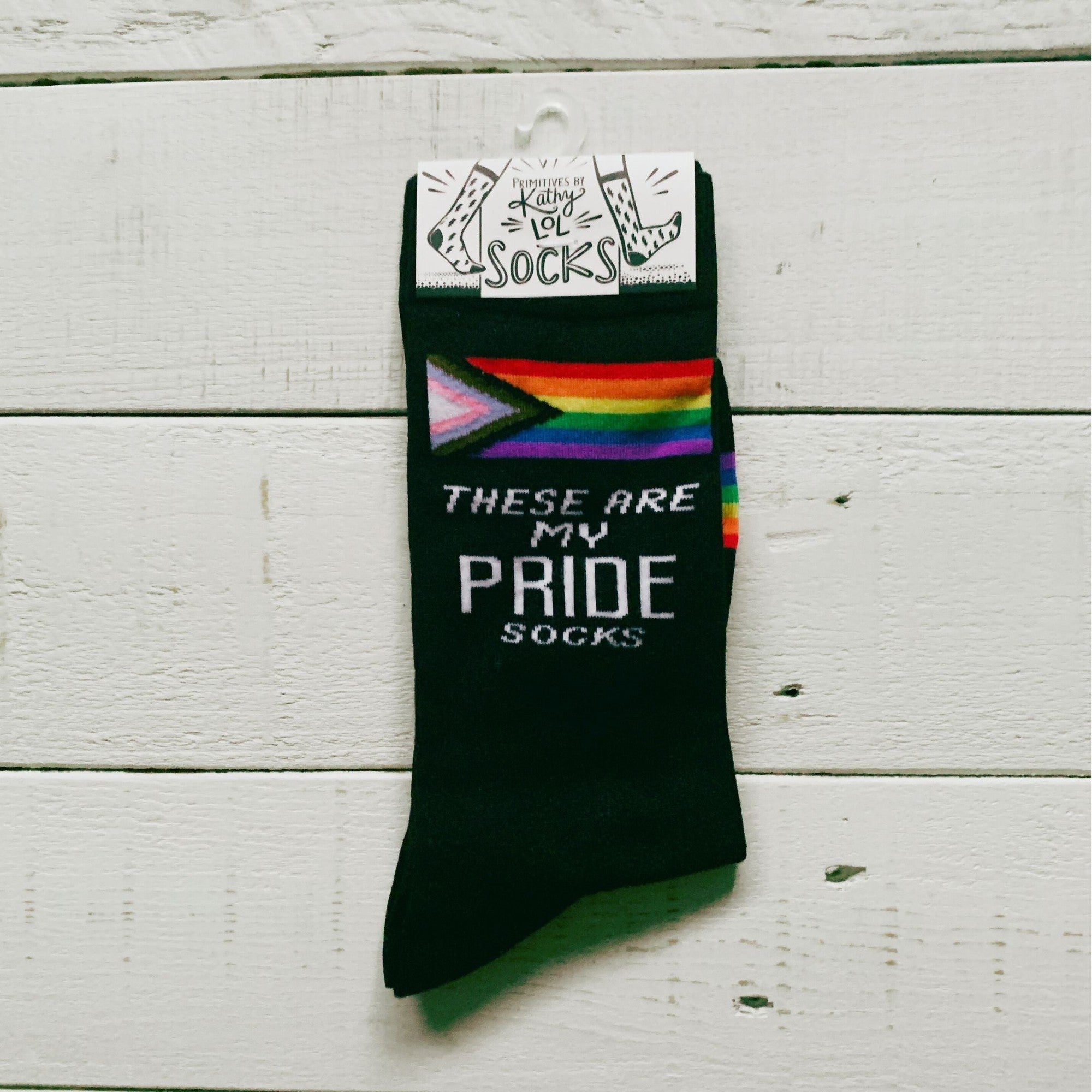 These Are My Pride Socks | LGBTQ+ Rainbow and Black | Gift for Her Him They Socks La Vie Bien These Are My Pride Socks | LGBTQ+ Rainbow and Black | Gift for Her Him They